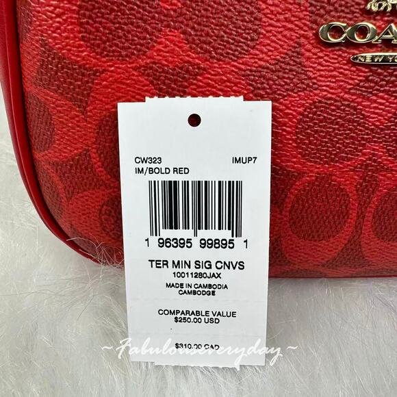 Coach Teri Mini Crossbody/Shoulder Bag In Signature Canvas In Bold Red CW323 NWT - Picture 5 of 8